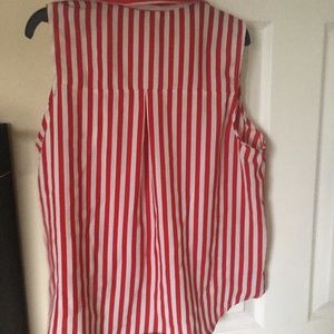 Stripped red and white collared blouse